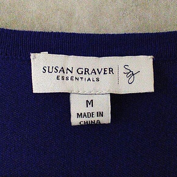 Susan Graver Women's Cardigan Sweater Size Medium Blue Long Sleeved - Picture 5 of 6